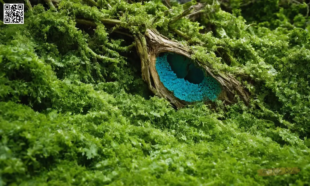 Imagínese una imagen de la Rota Blanca, mostrando su vibrante color verde azul con textura intrincada y reflejo de la luz.