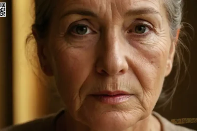 Un retrato ultra-realista revela líneas finas y arrugas en una cara de adultos