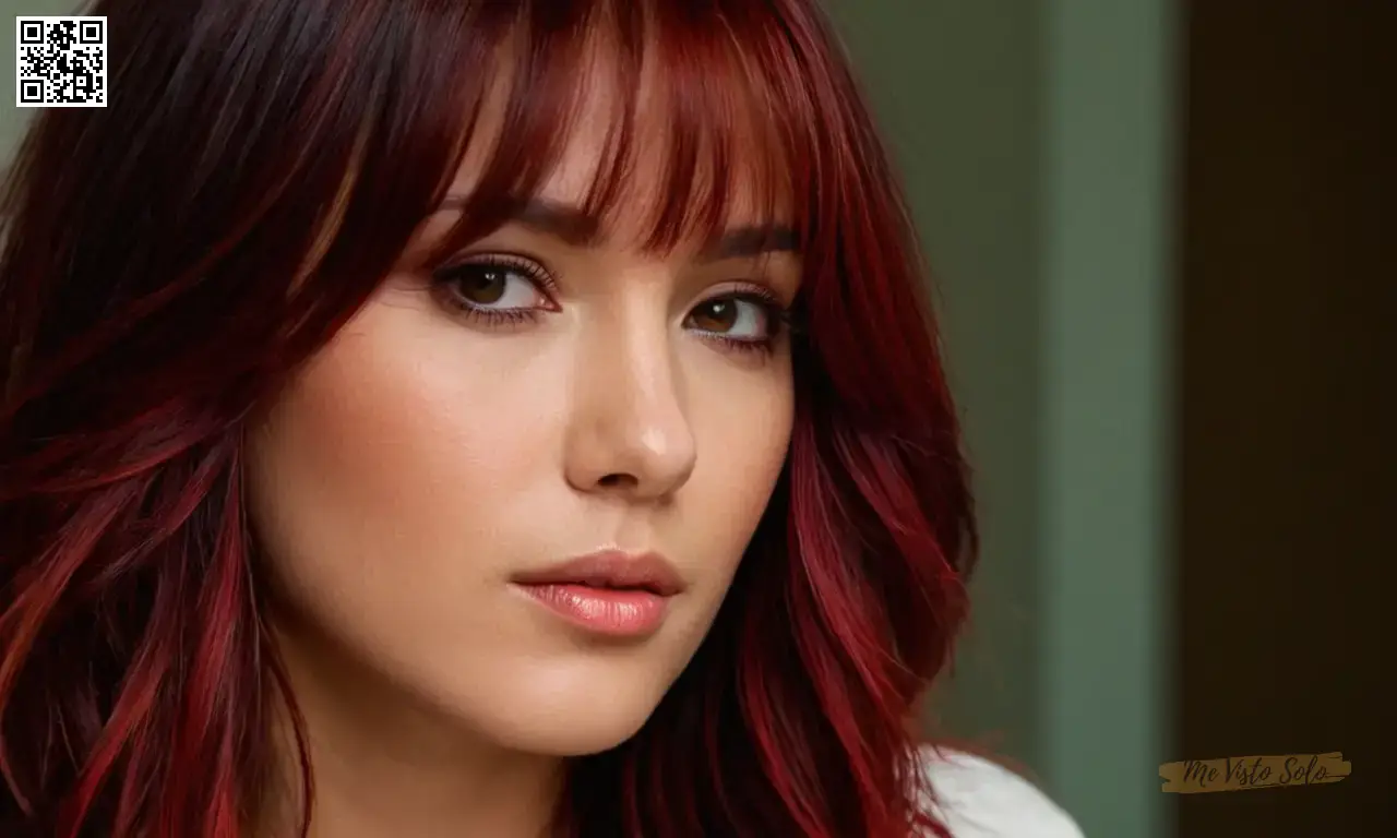 Un impresionante retrato que muestra una experiencia que cambia la vida de las personas cuando el pelo revela colores vibrantes transformando su piel alrededor de ellos; destacamentos rojos destacando vívidamente contra el lienzo.