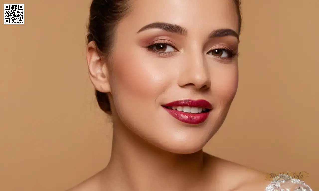 Después de una sesión maquillaje con tonality rojiza y brillantes, la expresión del cliente se convierte en una sonrisa natural.