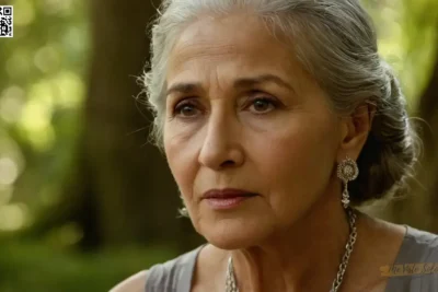 Un retrato fotorrealista muestra a una mujer anciana pero agraciada adornada con delicadas cadenas de plata mientras pasa con gracia a su ser más joven; esta sorprendente fusión captura vidas perdurables naturaleza y cambia la belleza fugaz.