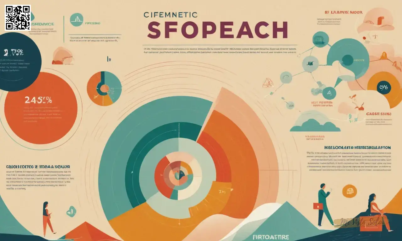 Visualiza un retrato infográfico dinámico que muestra ilustraciones intrincadas sobre palabras como claridad y fluidez, en medio de representaciones abstractas de los matones de habla y conversación.