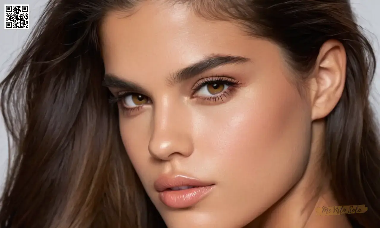 Un retrato fotorrealista de renombrada supermodelo Sara Sampaio exhibe su cautivante alusión a través de la piel de porcelana y llamativos ojos ámbares, acentuado por gruesas pestañas, puesto en contra de largo pelo dorado cayendo sobre su espalda, con un ligero ángulo lateral que revela una mirada íntima de su belleza natural.