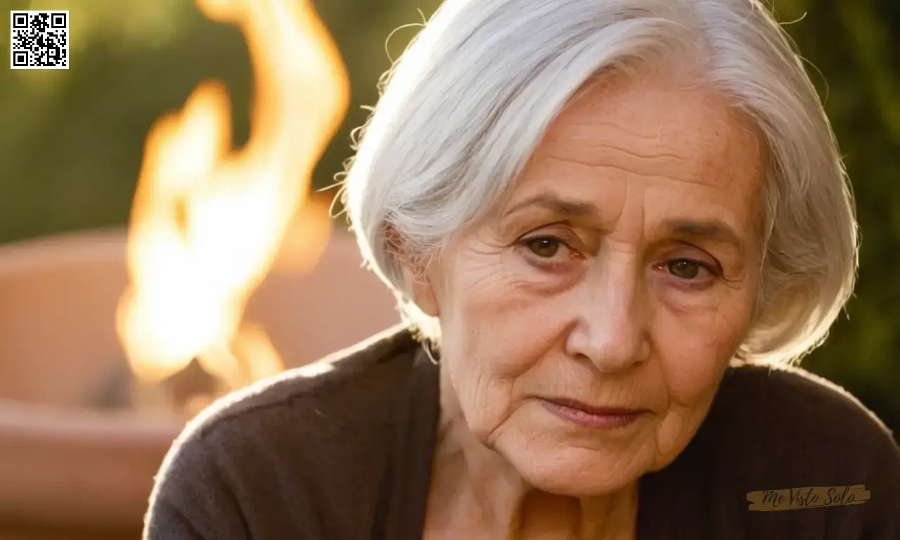 Una foto de retrato detallada captura a una anciana con pelo plateado bañado en la cálida luz del sol, destacando contrastes entre el encanto juvenil y la sabiduría madura.