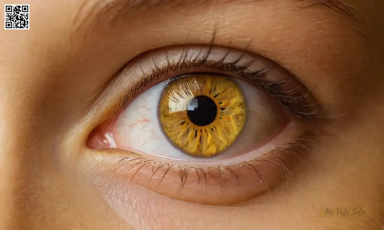 Una imagen mostrando un ojo con amarillo vibrante para una persona con protanopia; explorar matones de percepción de color a través de varios tonos de amarillo.