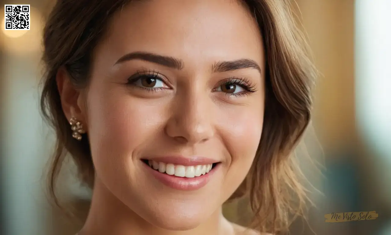 Una fotografía cautivadora de retratos revela una sofisticada fusión donde los elegantes ojos reflejan sutilmente su sonrisa, exudiendo el calor y la fuerza a través de detalles faciales intrincados.