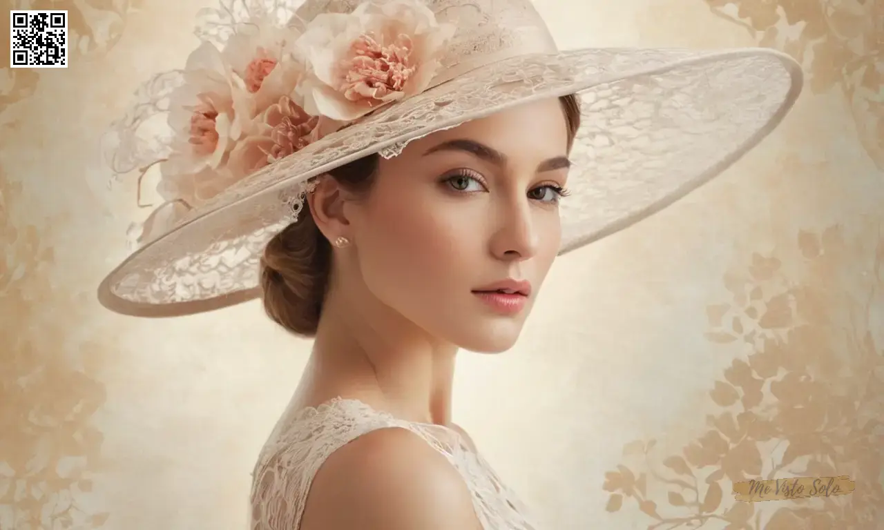 Un cautivador retrato de doble exposición de un fashionista en un elegante sombrero con detalles de encaje intrincado, adornado por una flor floral colocada a mano que caen sobre su espalda en el fondo mezclado perfectamente con pinceladas abstractas y texturas que parecen arte fino sobre lienzo.